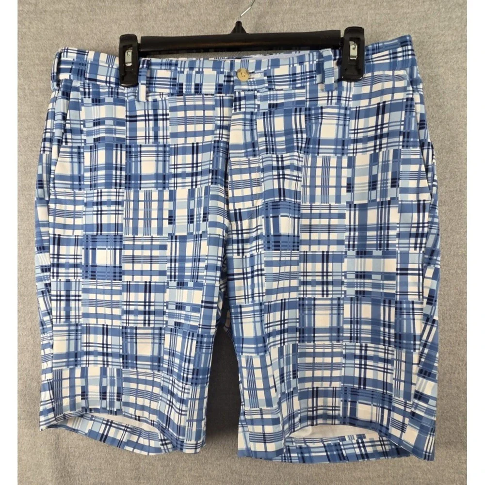 Peter Millar‎ Crown Crafted Performance Golf Shorts Mens 34 Blue Patchwork Print